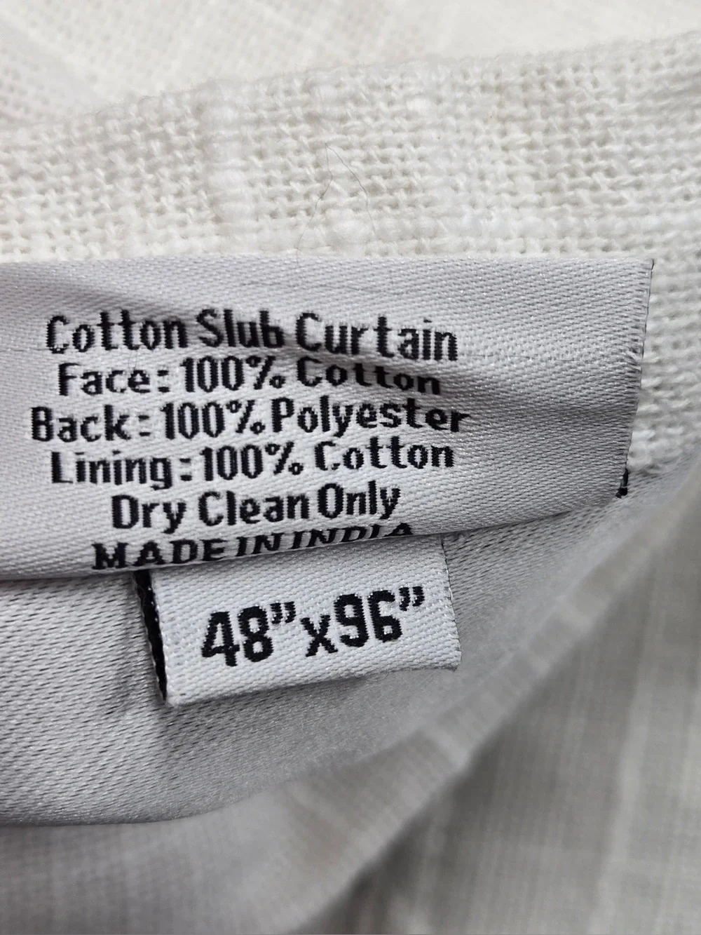 QUINCE Set Of 2 48x96 Cotton Slub Blackout Curtains White 0748
